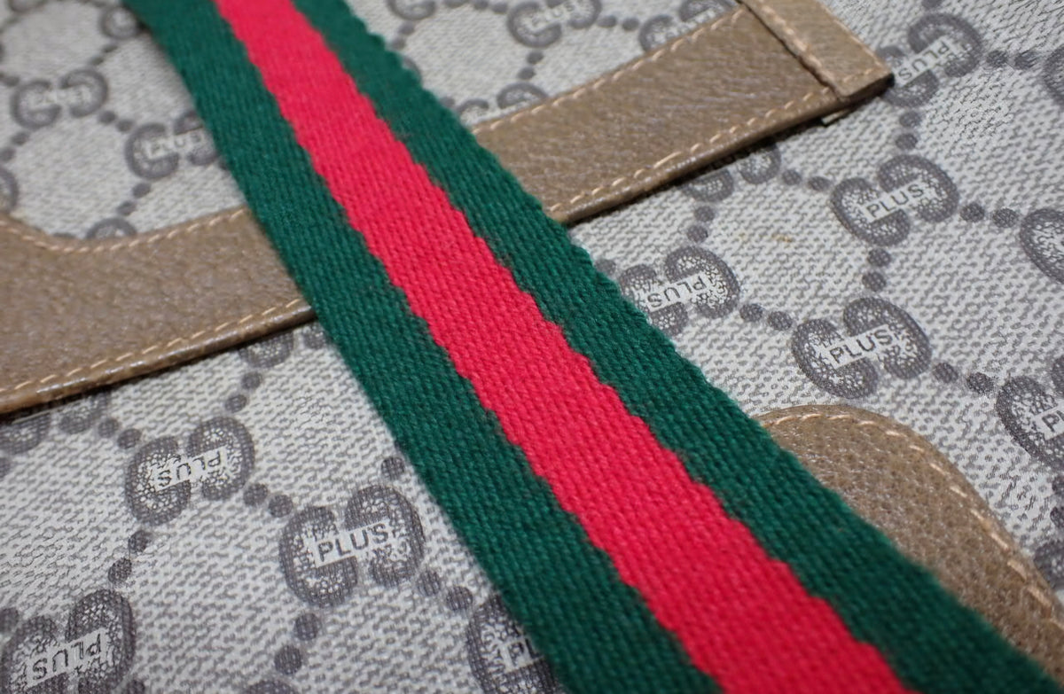 Gucci Plus Vintage GG Monogram Front Pocket Web Strap Shopper Tote Bag Pre-owned
