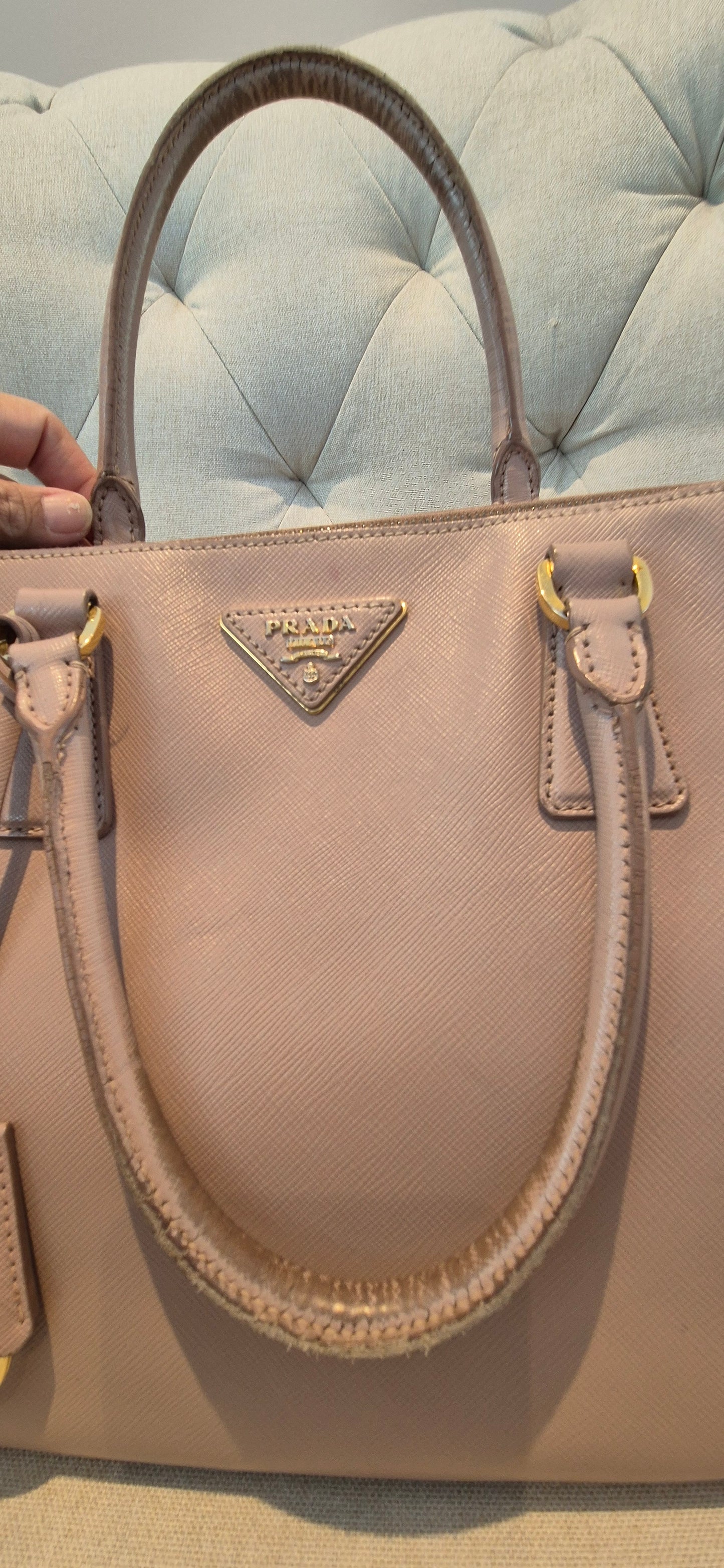 Prada Galleria Saffiano Top Handle Bag In Salmon Pink Saffiano Leather