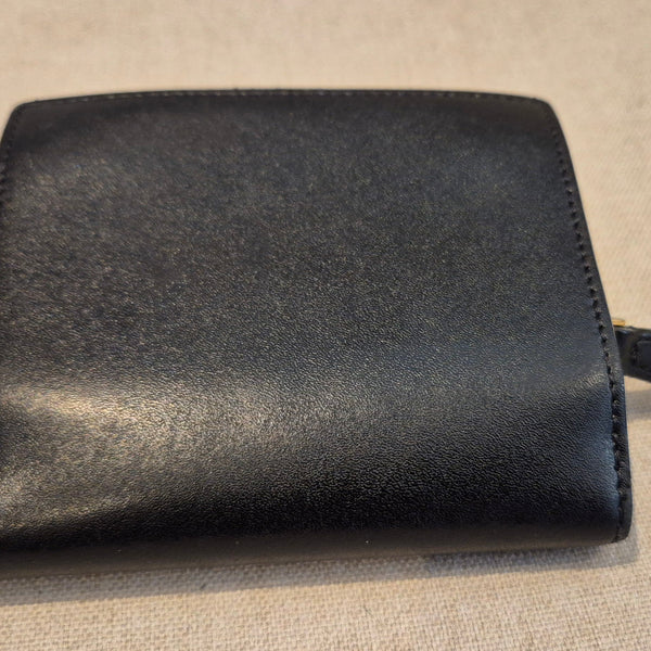 Fendi Black Leather Accordion Stud Wallet Leather