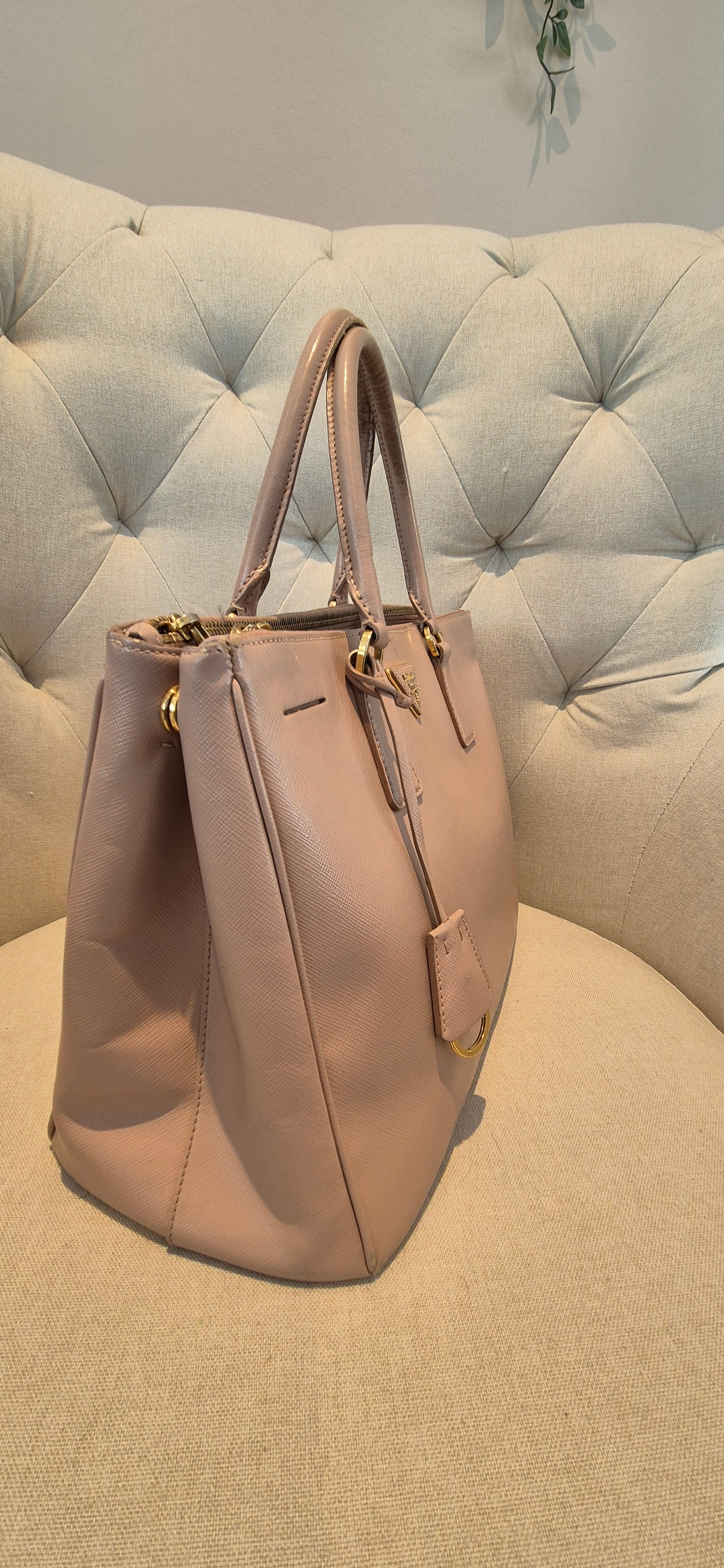 Prada Galleria Saffiano Top Handle Bag In Salmon Pink Saffiano Leather