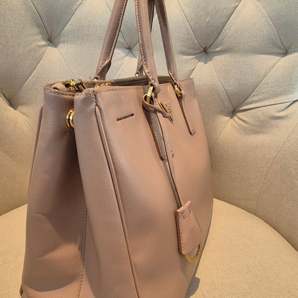 Prada Galleria Saffiano Top Handle Bag In Salmon Pink Saffiano Leather