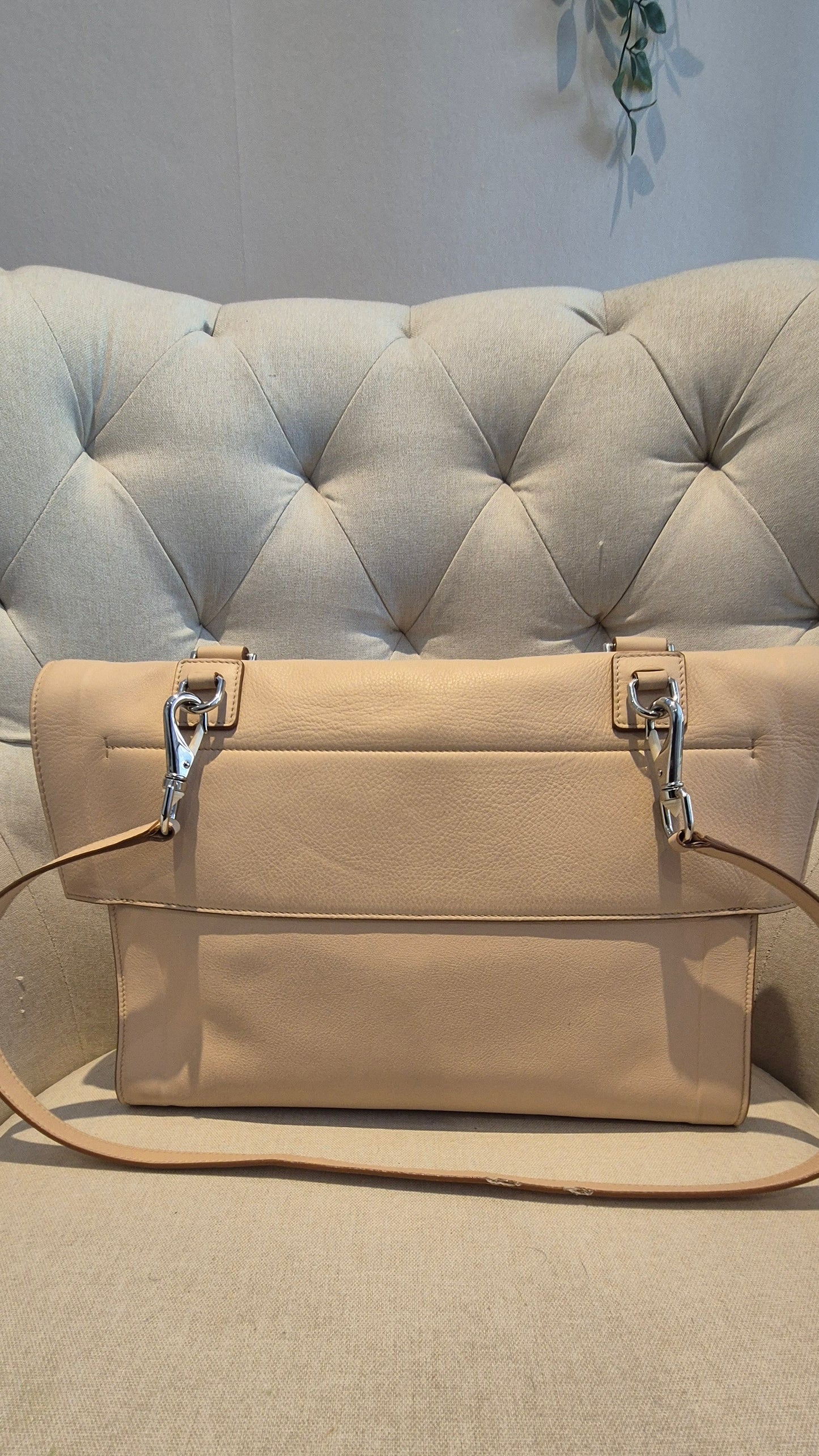 Givenchy Shark Top Handle/Satchel Medium Beige Pebbled Leather Women's Handbag