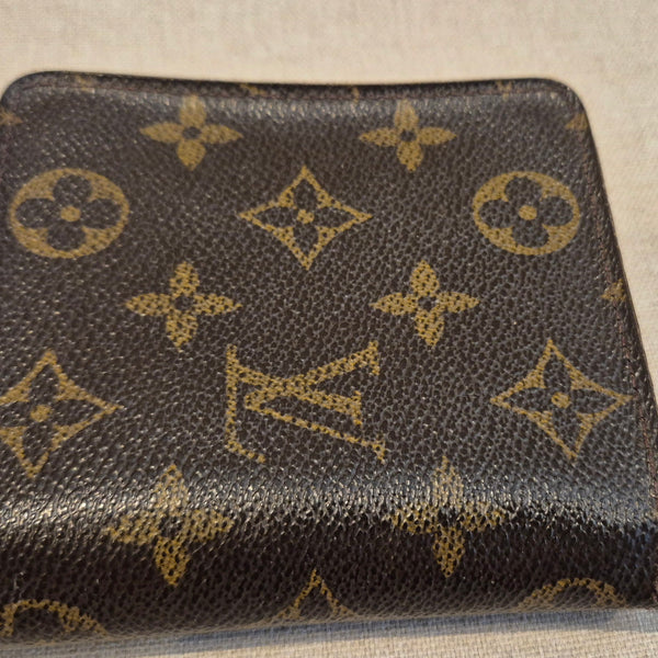 Louis Vuitton Compact Bi-fold Snap Button Monogram Wallet Brown