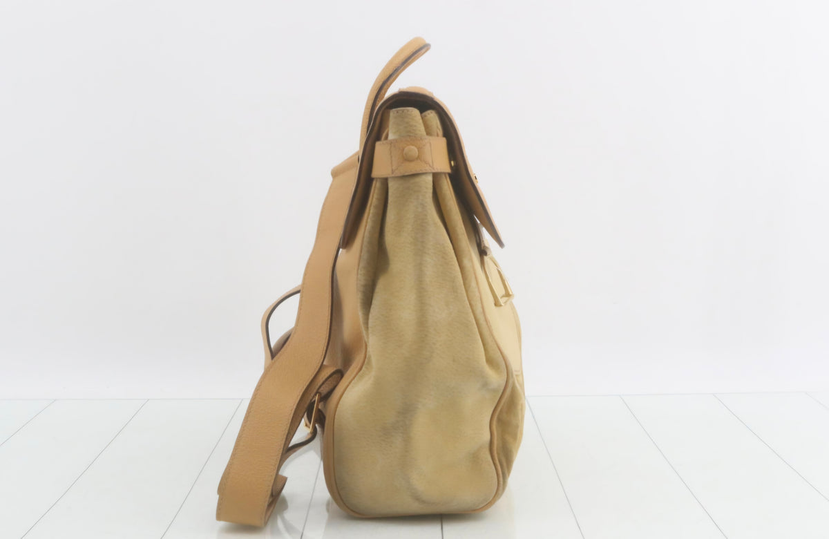 Vintage Gucci Suede Saddle Flap Backpack Rare Tom Ford-era Pre-owned
