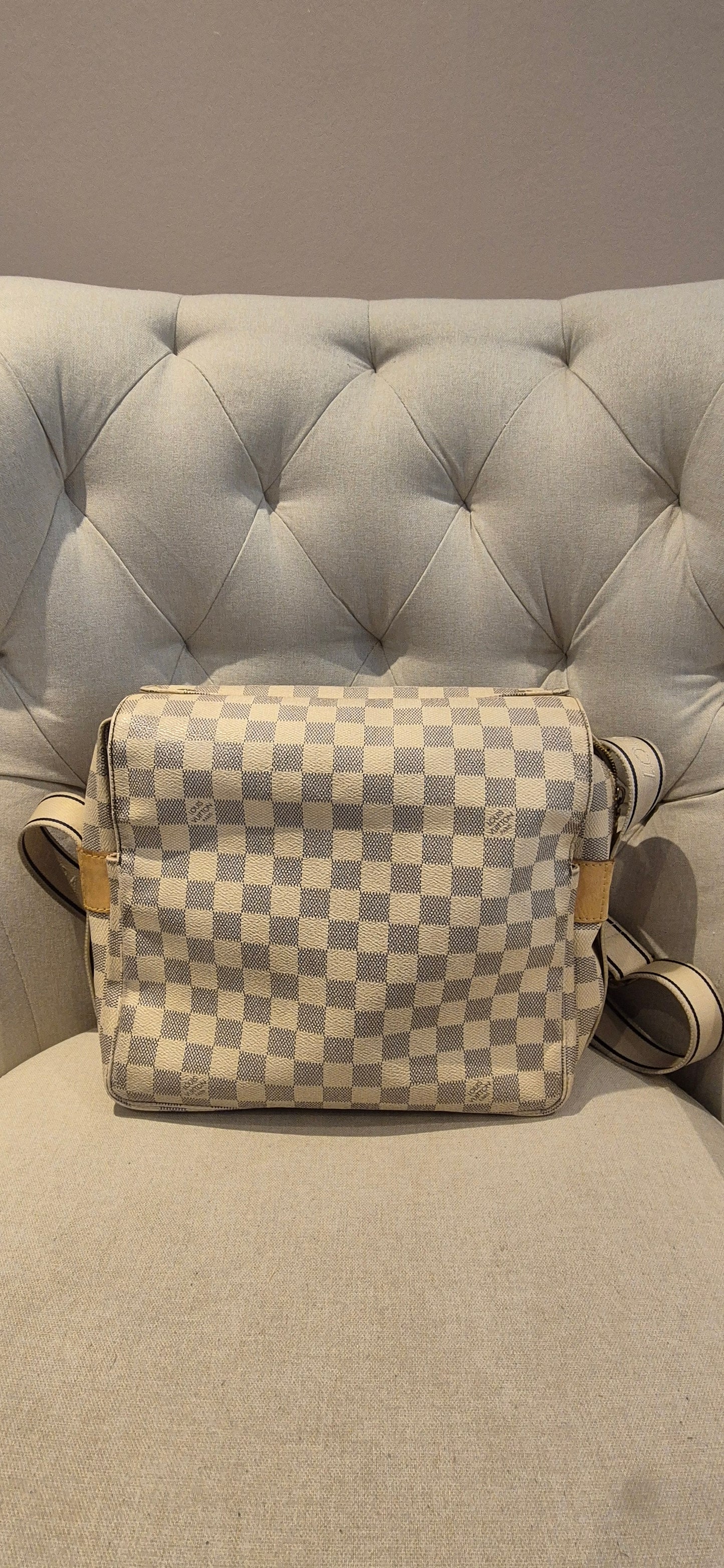 Louis Vuitton Naviglio Cross Body Shoulder Bag in Damier Azur
