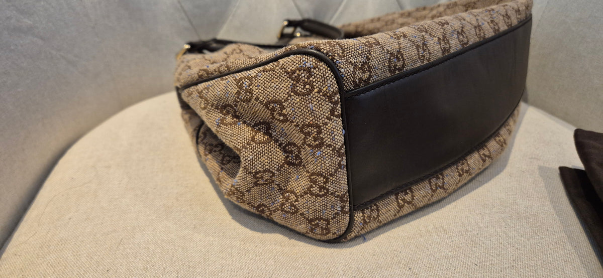 Gucci Sukey Medium GG Monogram Canvas Tote Bag – Dark Brown Trim Excellent Condition