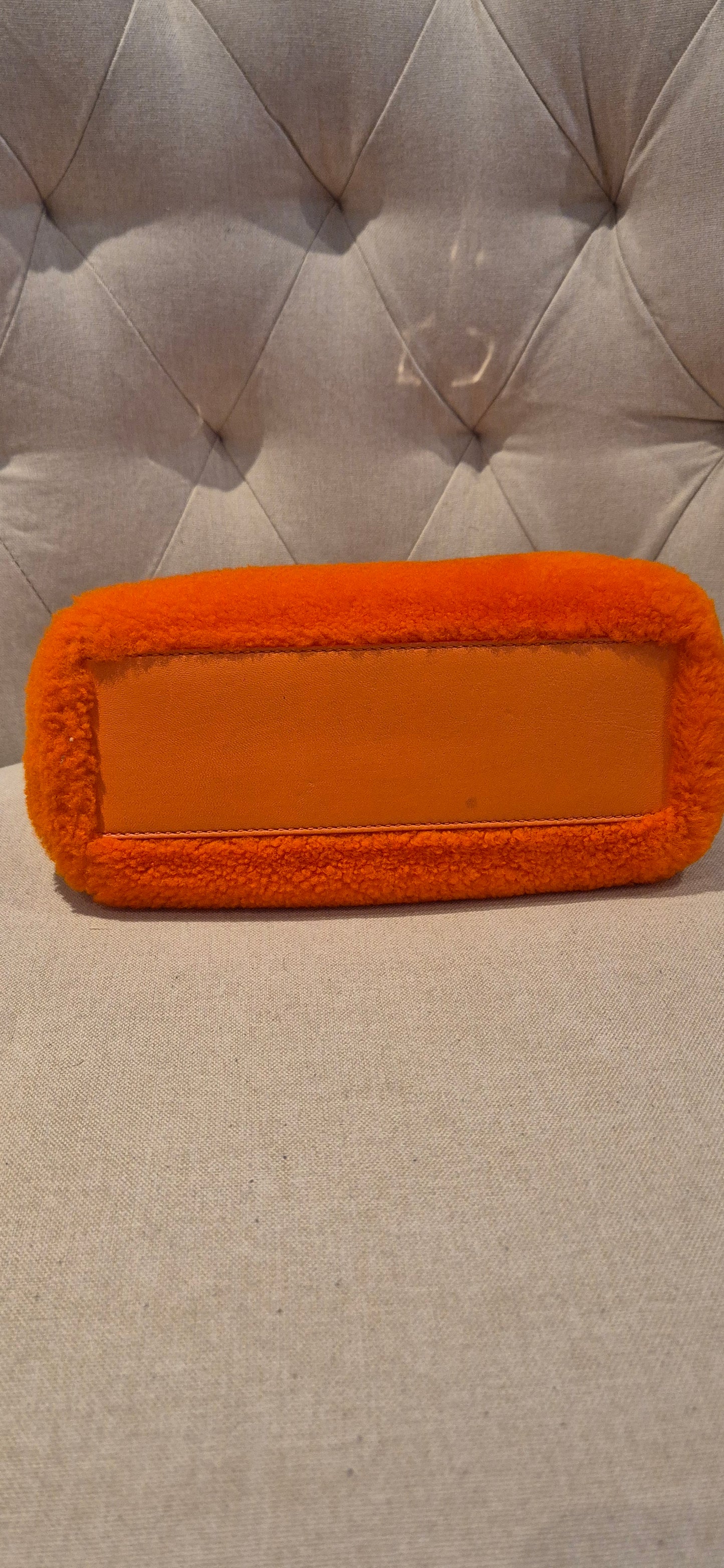 Fendi Peekaboo Mini Orange Shearling Handbag