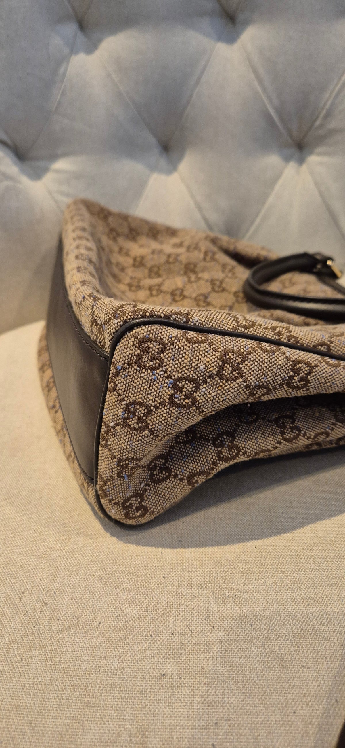Gucci Sukey Medium GG Monogram Canvas Tote Bag – Dark Brown Trim Excellent Condition