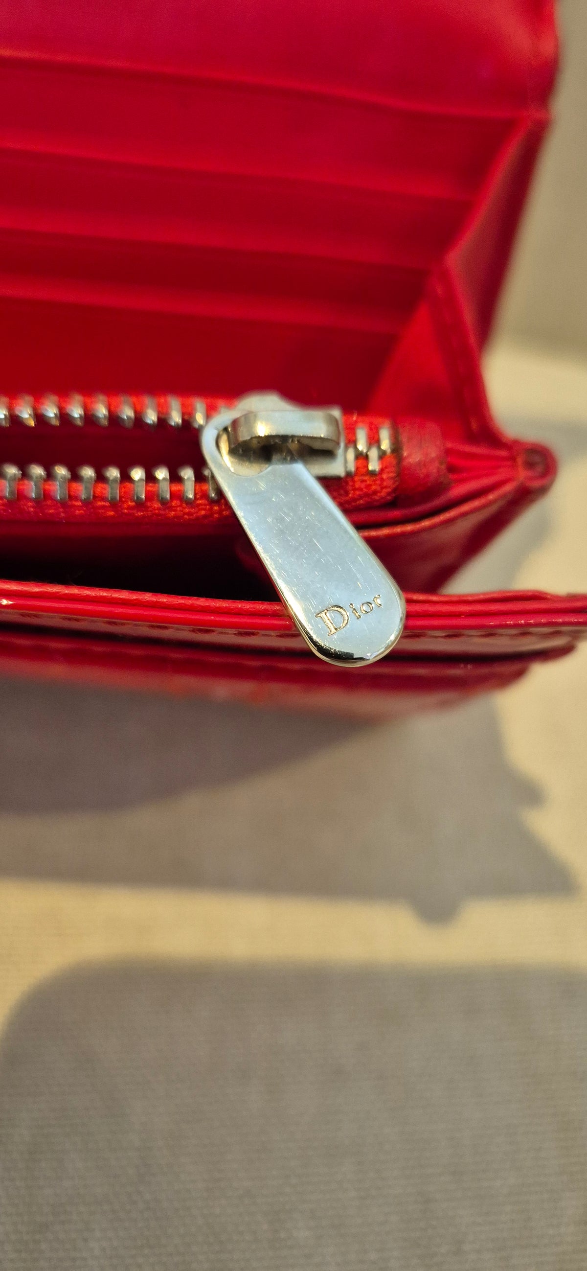 Christian Dior Patent Cannage Lady Dior Rendezvous Flap Wallet with Detachable sling