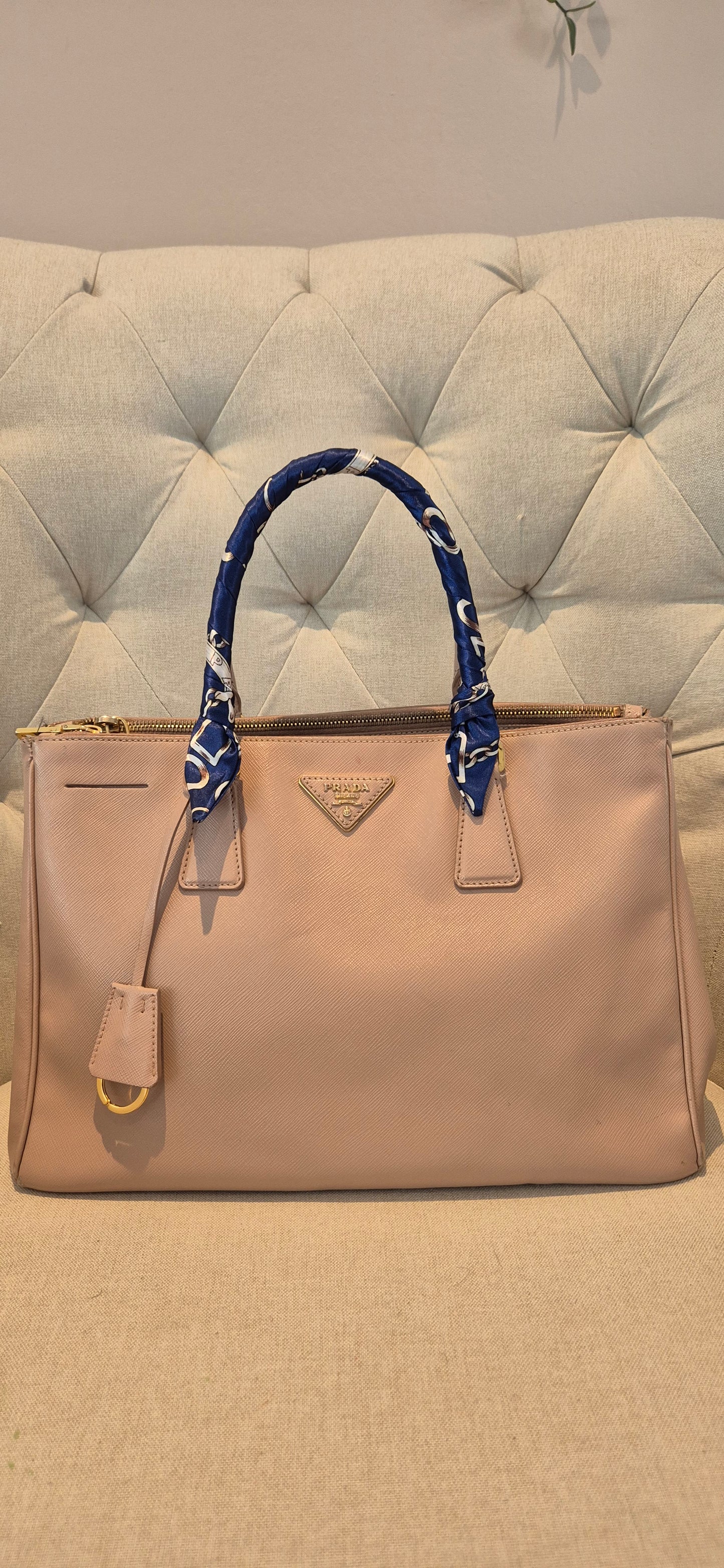 Prada Galleria Saffiano Top Handle Bag In Salmon Pink Saffiano Leather