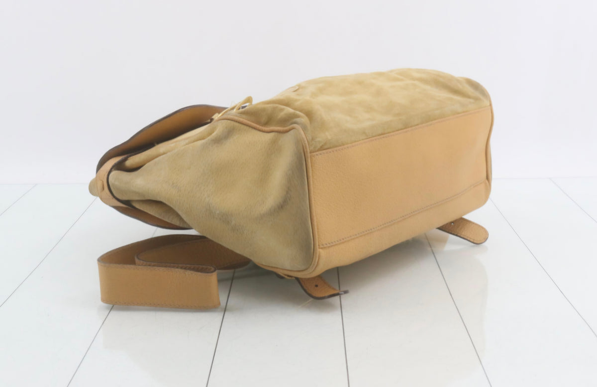 Vintage Gucci Suede Saddle Flap Backpack Rare Tom Ford-era Pre-owned