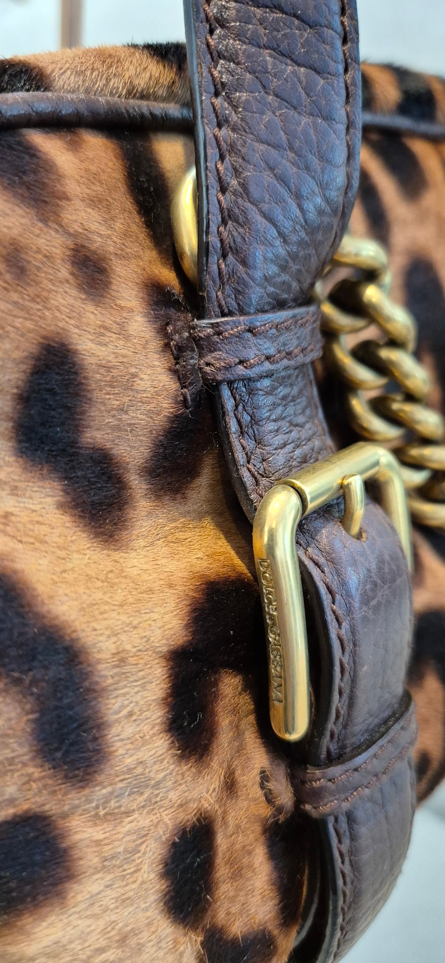 Dolce & Gabbana Pony-Style Calfskin Handbag with Gold hardware