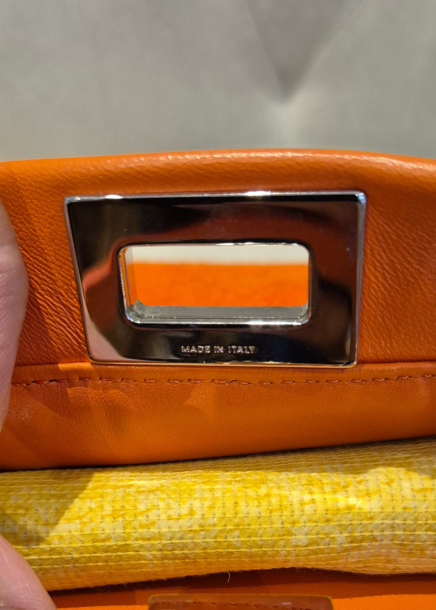 Fendi Peekaboo Mini Orange Shearling Handbag