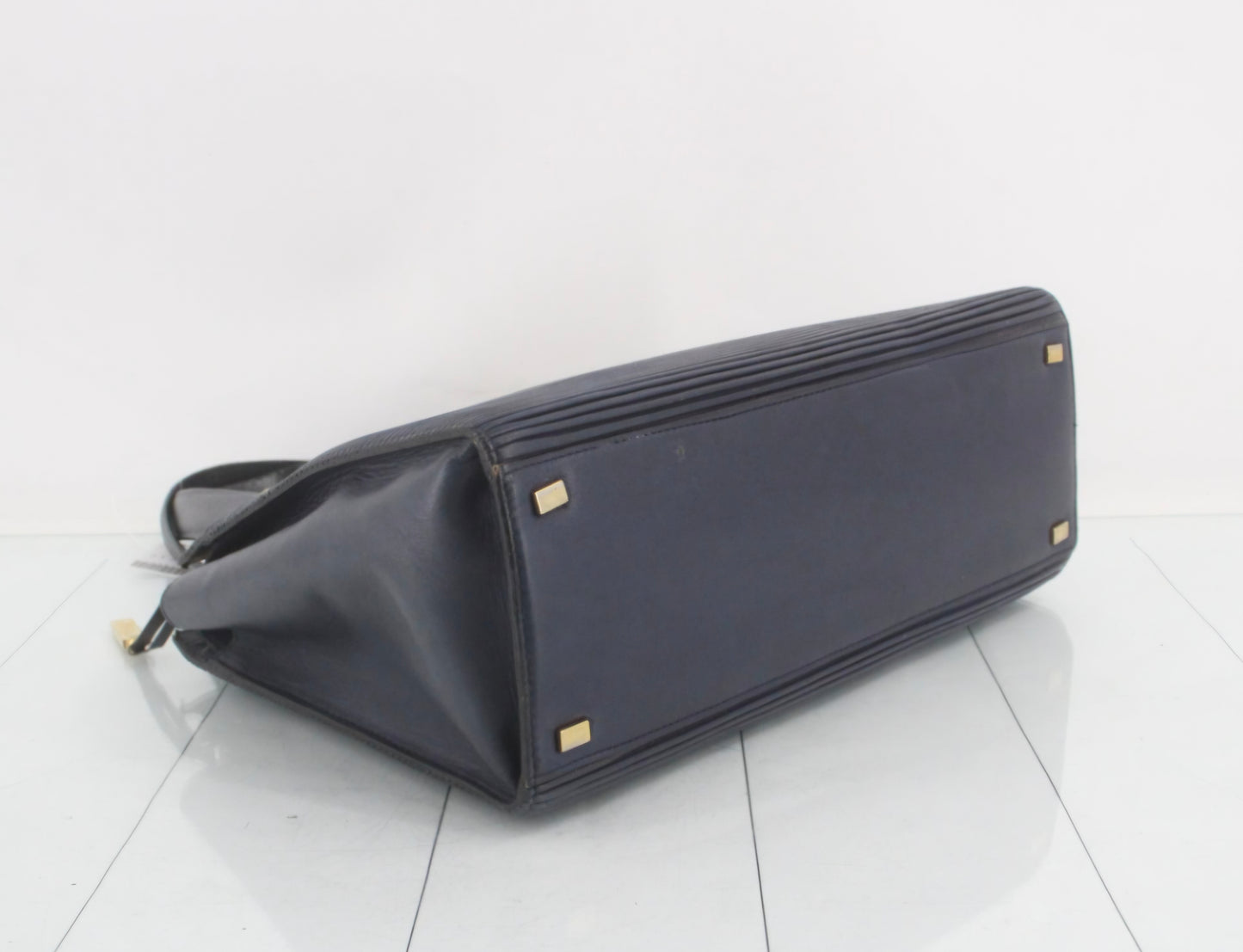 Céline horizontal ribbed leather top-handle handbag vintage