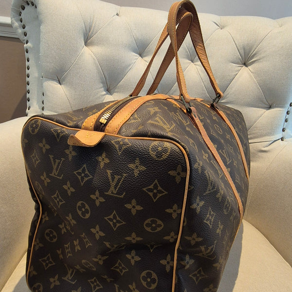 Louis Vuitton Sac Souple 45 Duffle Bag, Brown Canvas Leather Monogram