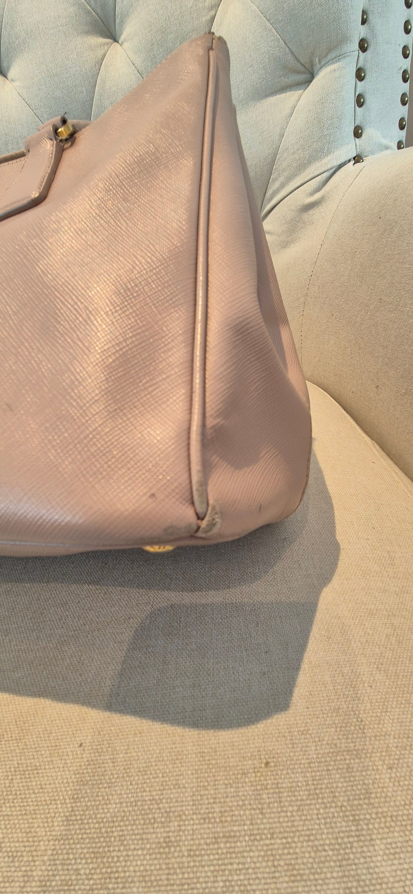 Prada Galleria Saffiano Top Handle Bag In Salmon Pink Saffiano Leather