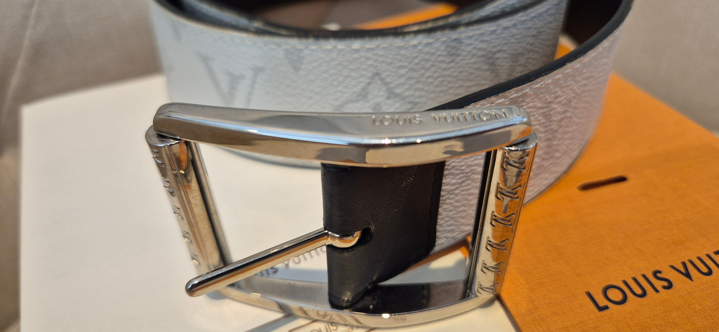 Louis Vuitton Monogram Santur Verso Belt White