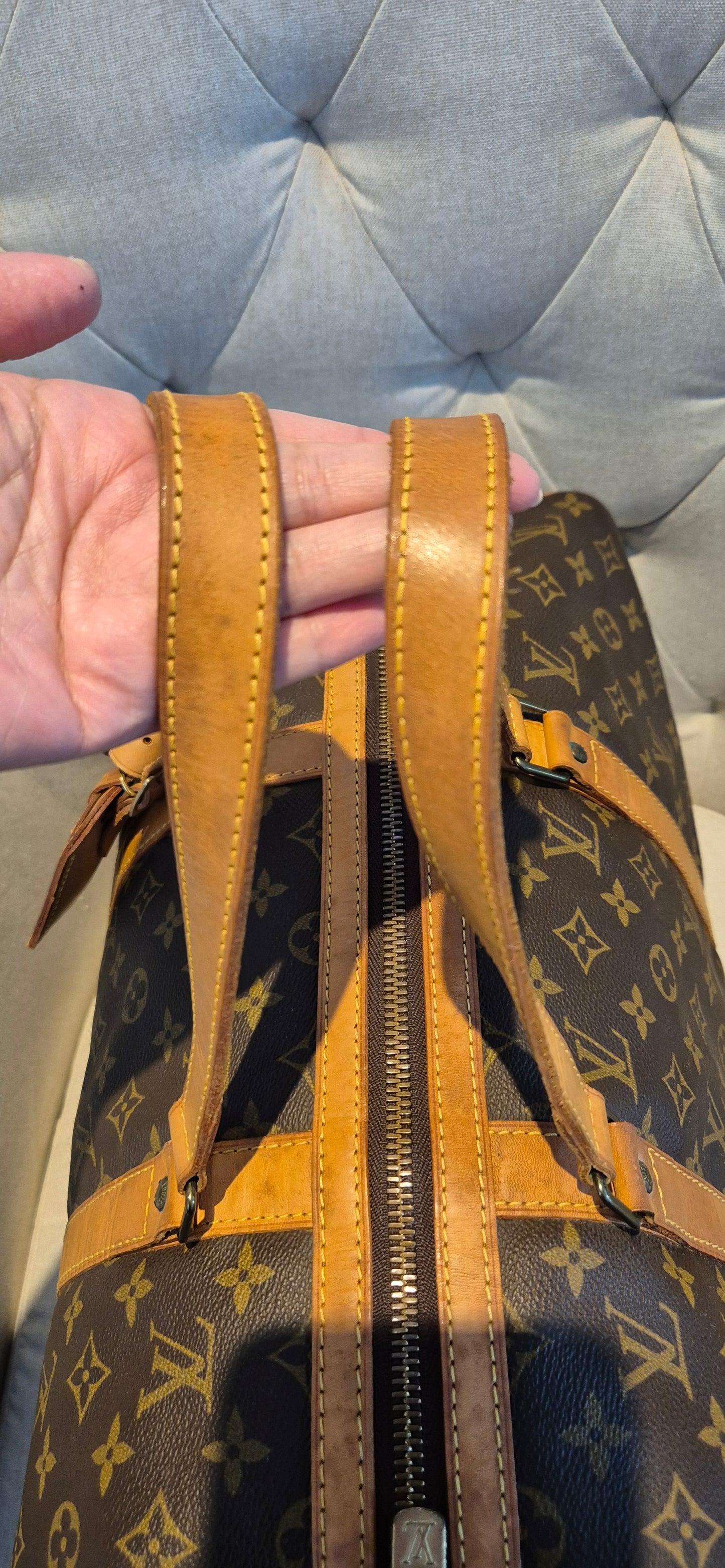 Louis Vuitton Sac Souple 45 Duffle Bag, Brown Canvas Leather Monogram