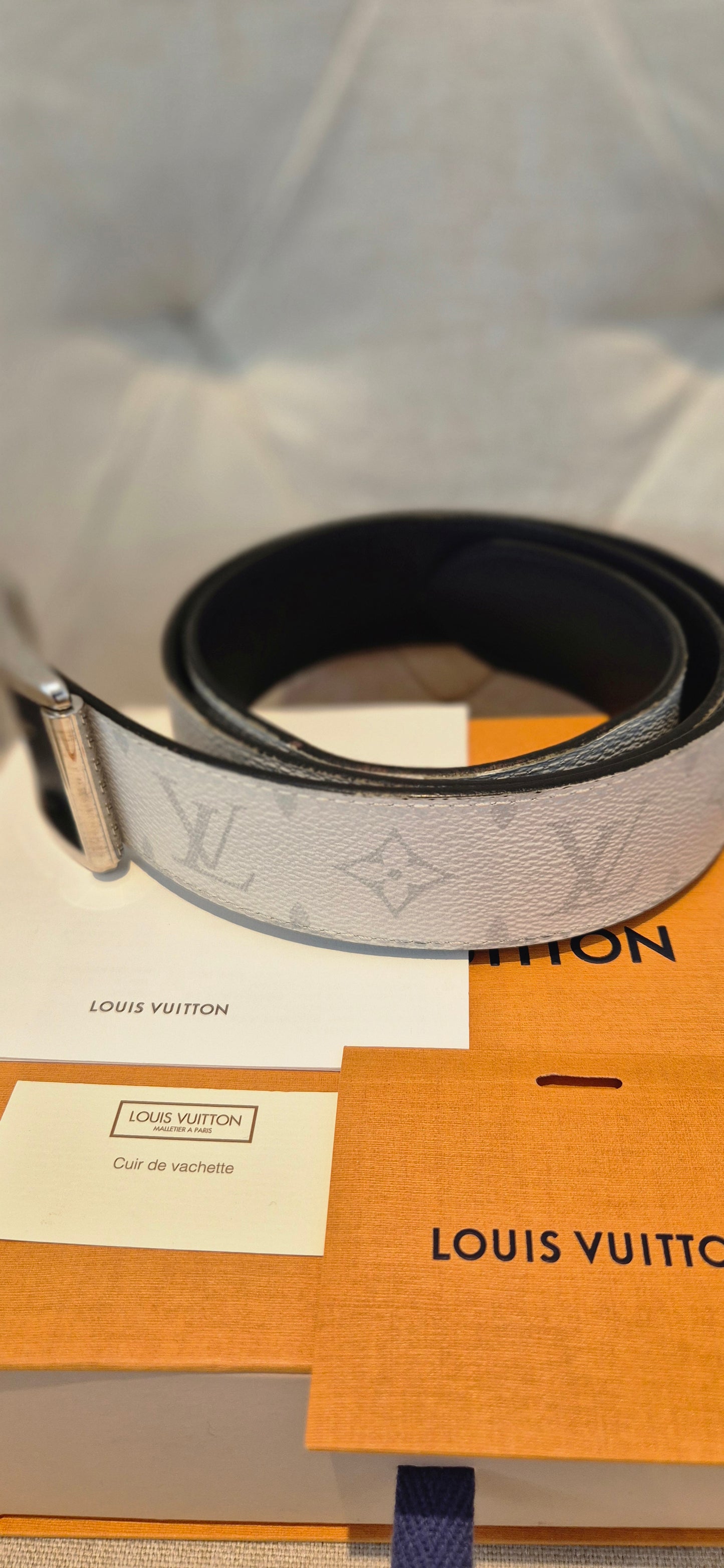 Louis Vuitton Monogram Santur Verso Belt White