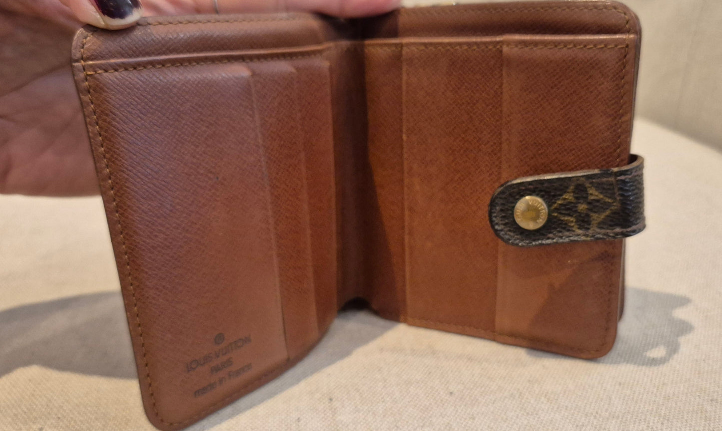 Louis Vuitton Compact Bi-fold Snap Button Monogram Wallet Brown