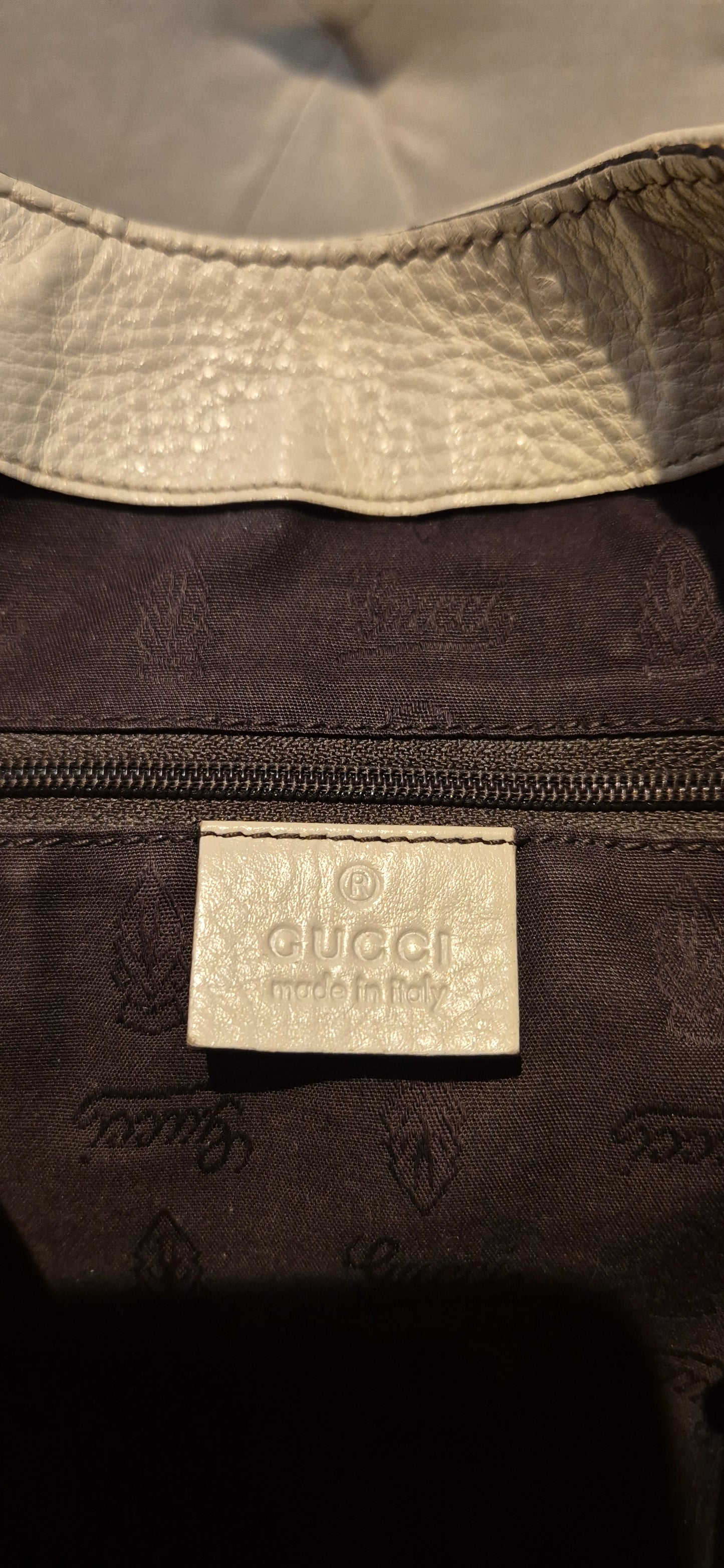 Gucci White Large Guccissima Leather Ladies Hobo Bag Cream