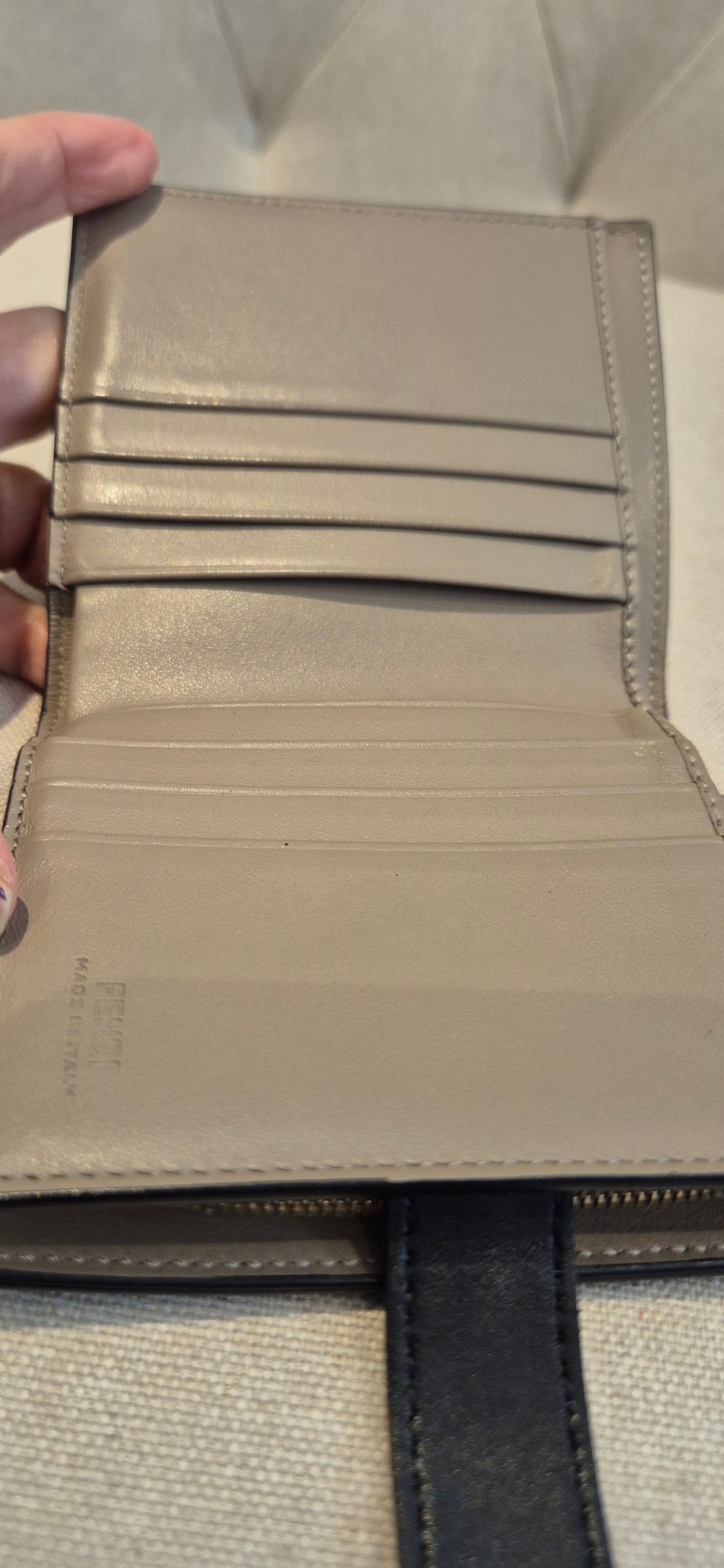 Fendi Black Leather Accordion Stud Wallet Leather