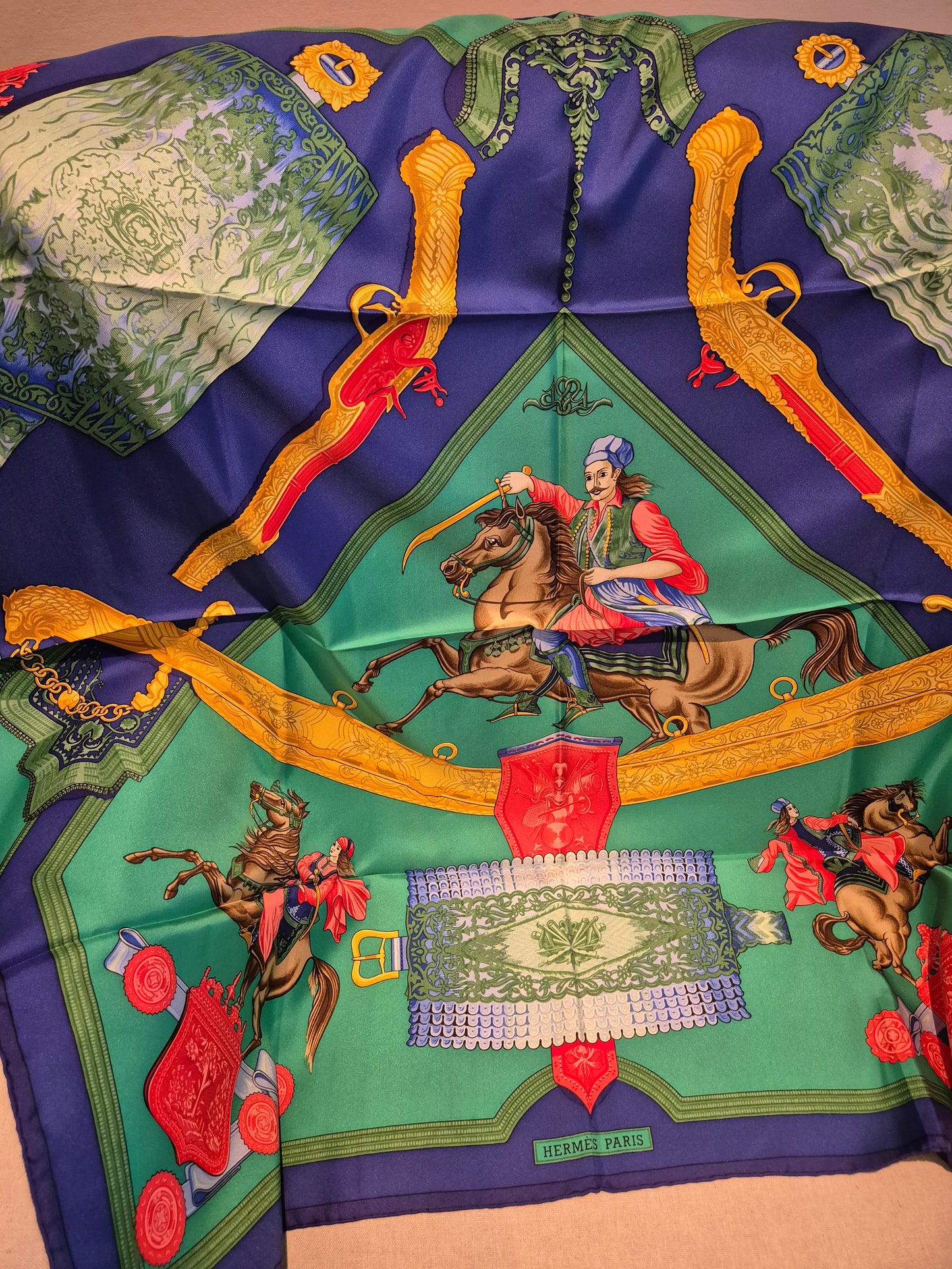 Hèrmes Carre Silk Scarf RARE Hommage a l'Amtiè Franco-Hellenique By Julia Abadie