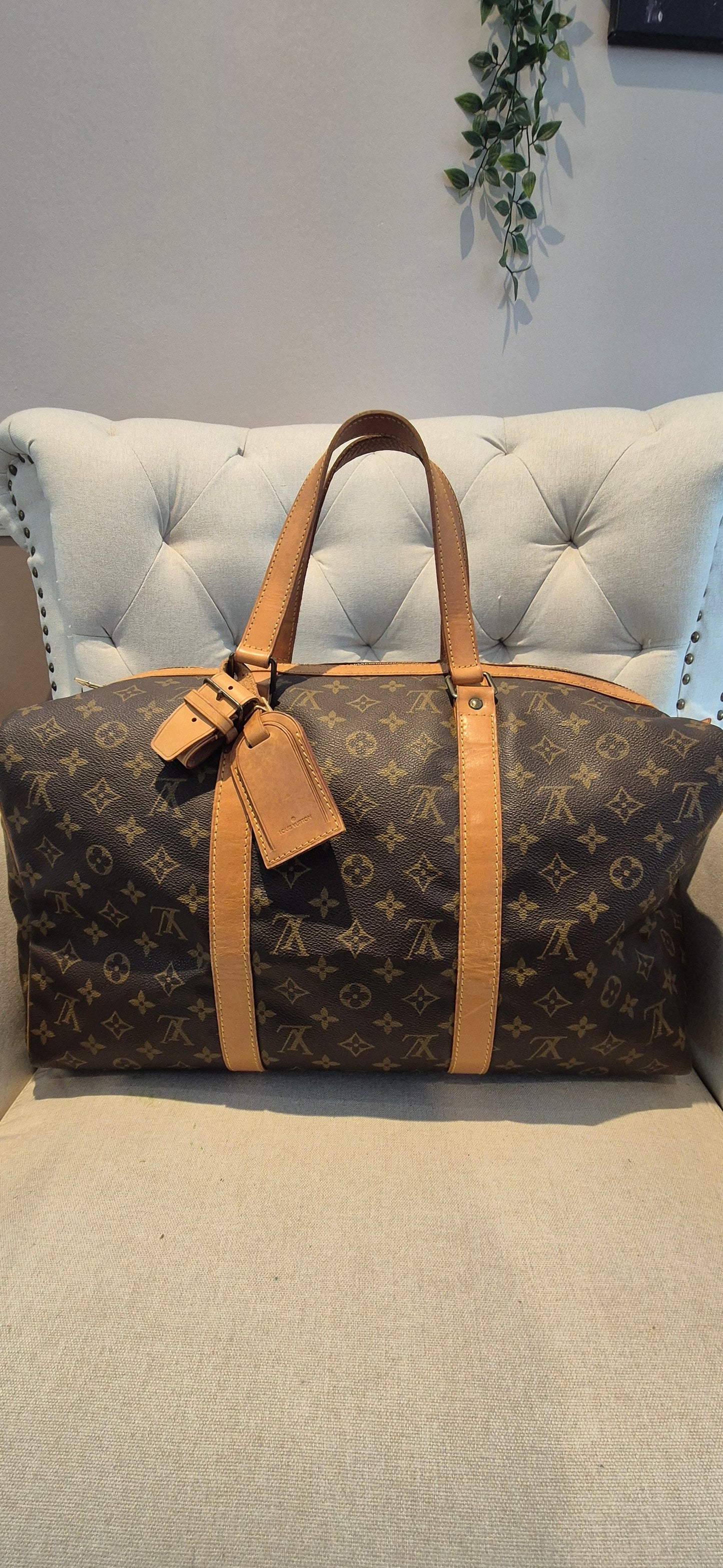 Louis Vuitton Sac Souple 45 Duffle Bag, Brown Canvas Leather Monogram
