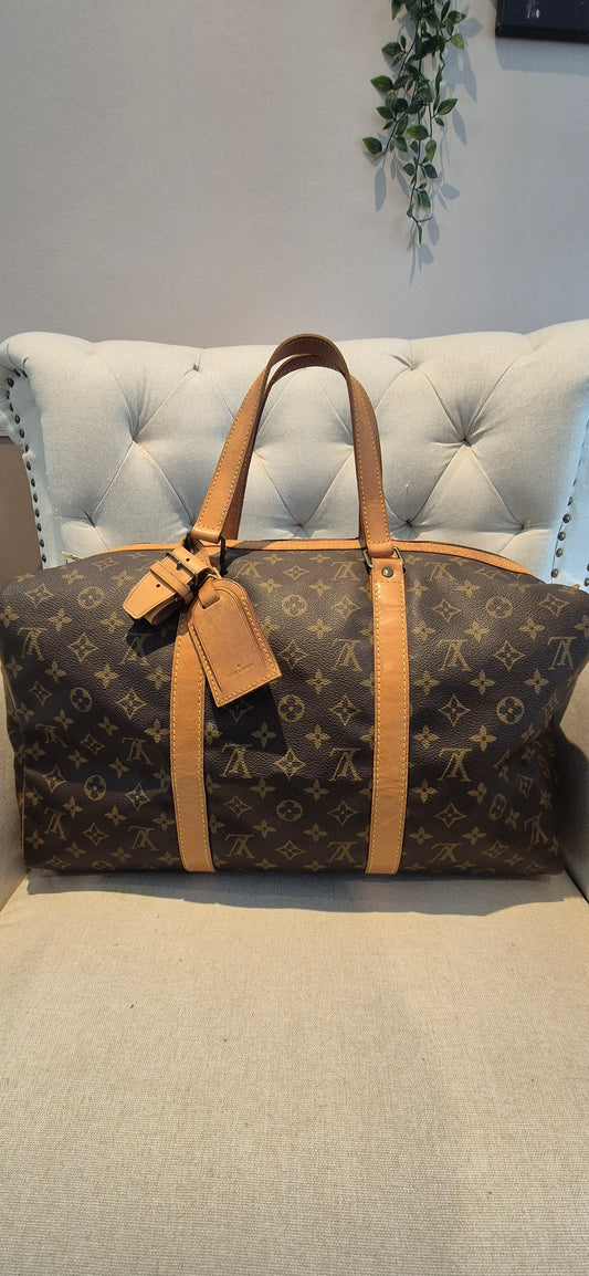 Louis Vuitton Sac Souple 45 Duffle Bag, Brown Canvas Leather Monogram