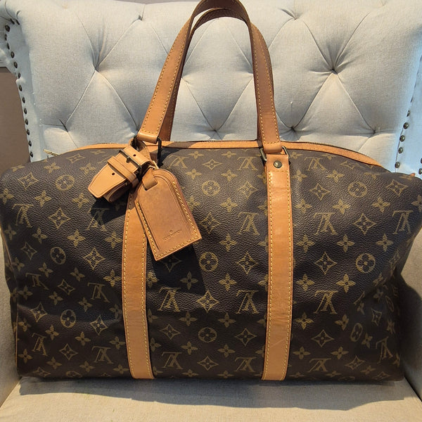 Louis Vuitton Sac Souple 45 Duffle Bag, Brown Canvas Leather Monogram