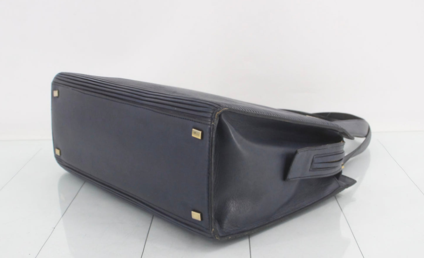 Céline horizontal ribbed leather top-handle handbag vintage