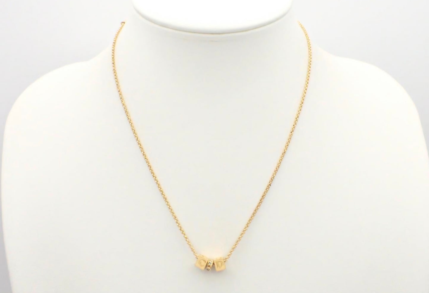 Christian Dior CD Cube Charms Pendant Necklace