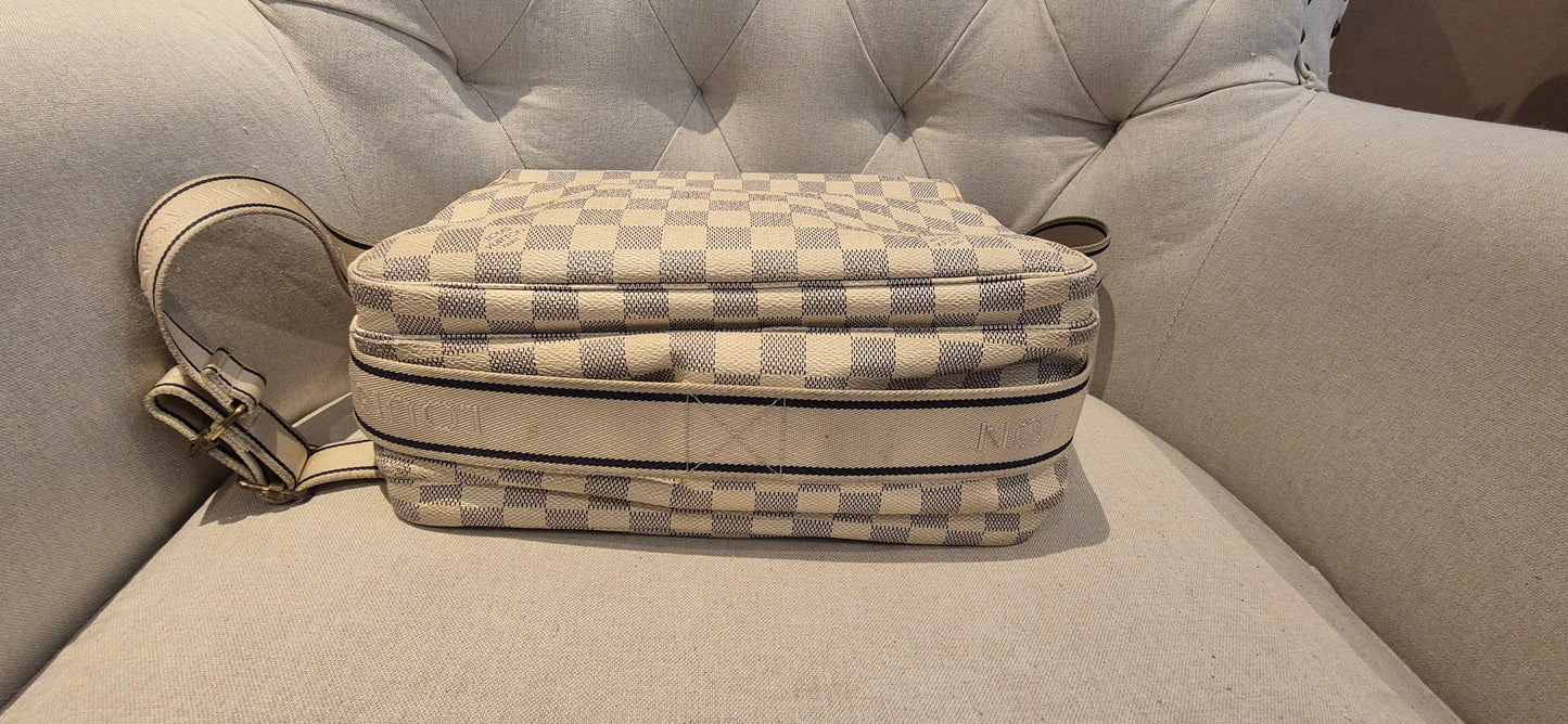 Louis Vuitton Naviglio Cross Body Shoulder Bag in Damier Azur