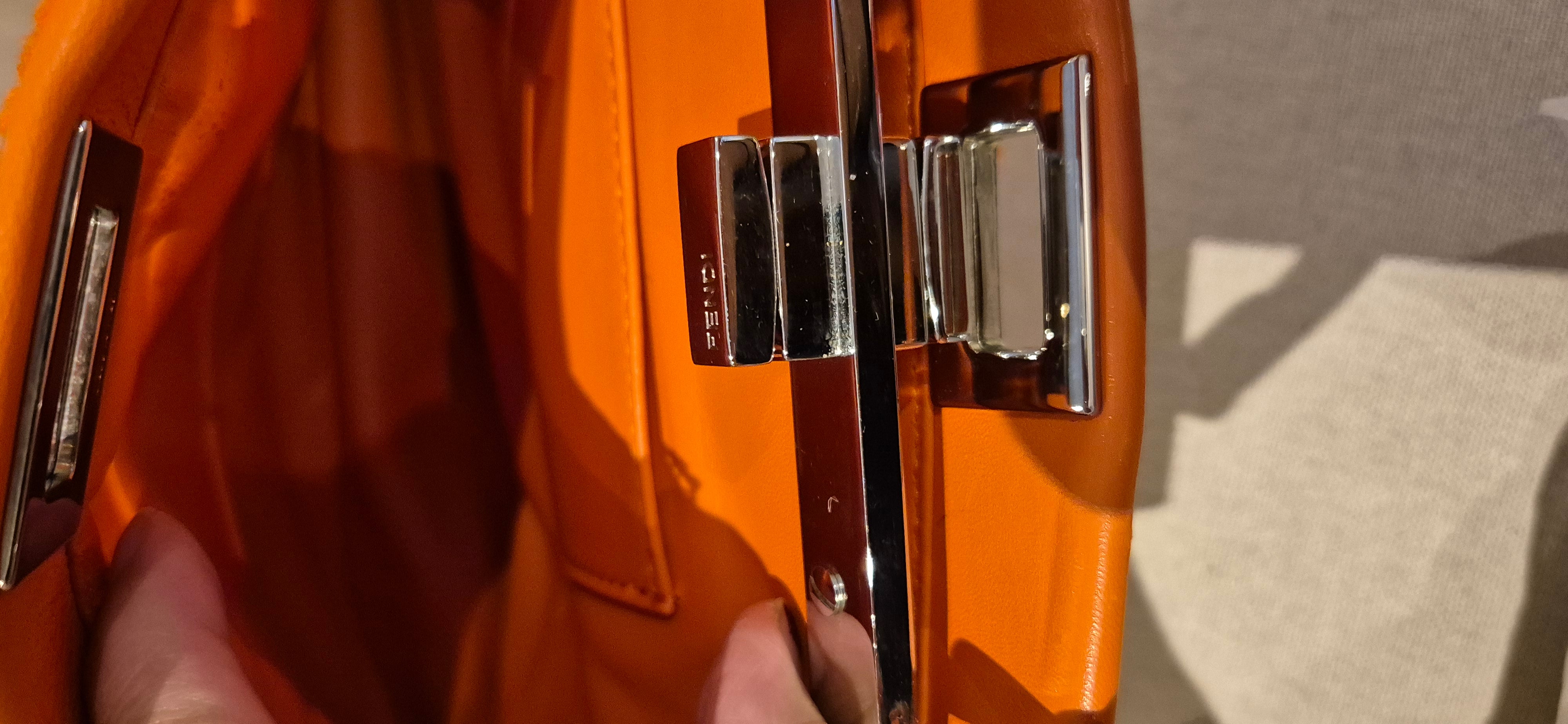 Fendi Peekaboo Mini Orange Shearling Handbag