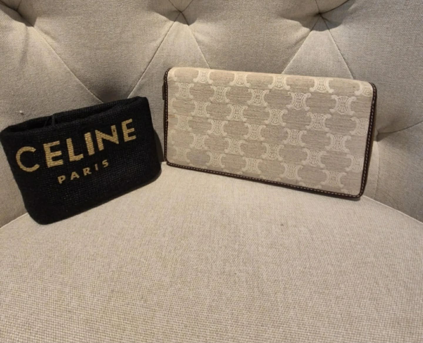 Celine Triomphe Canvas Flap Continental Long Wallet.