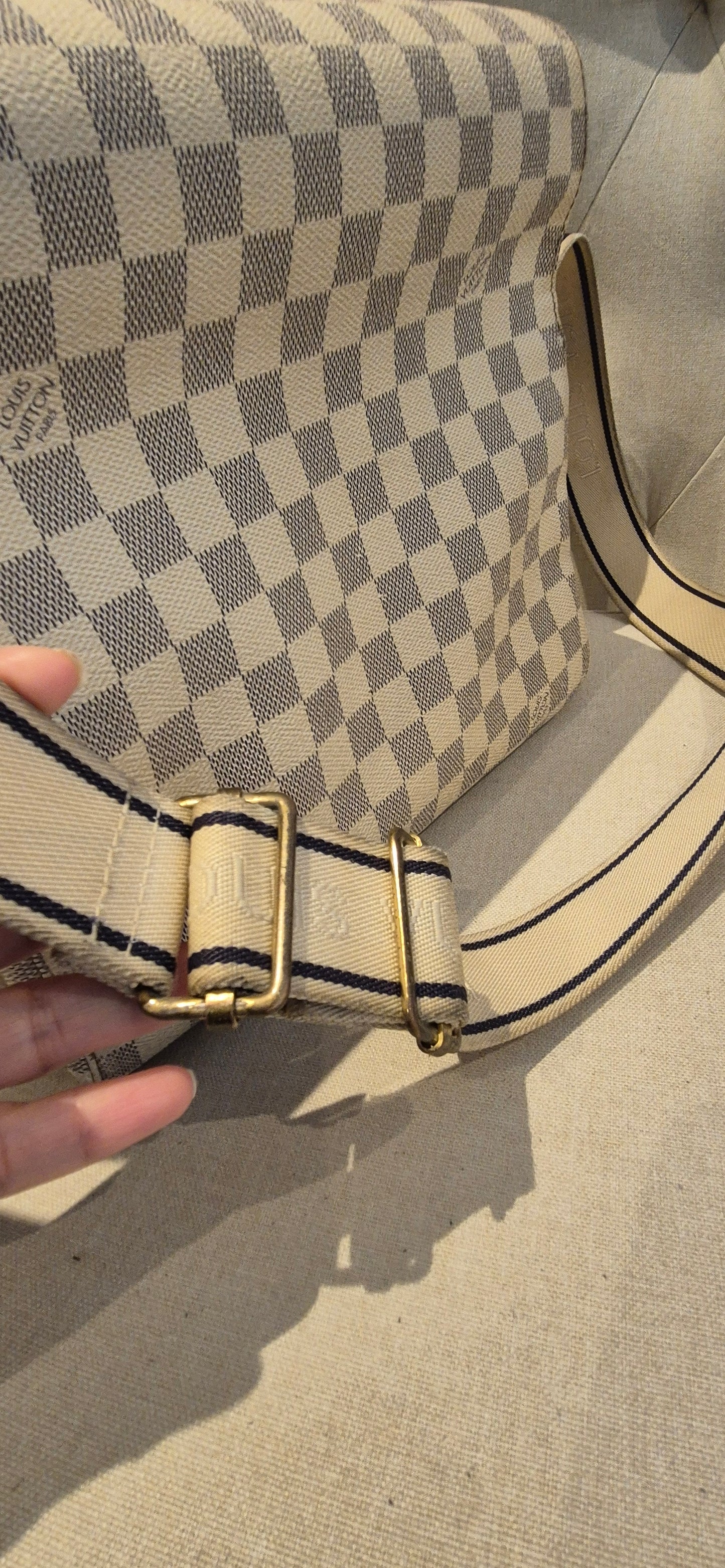 Louis Vuitton Naviglio Cross Body Shoulder Bag in Damier Azur