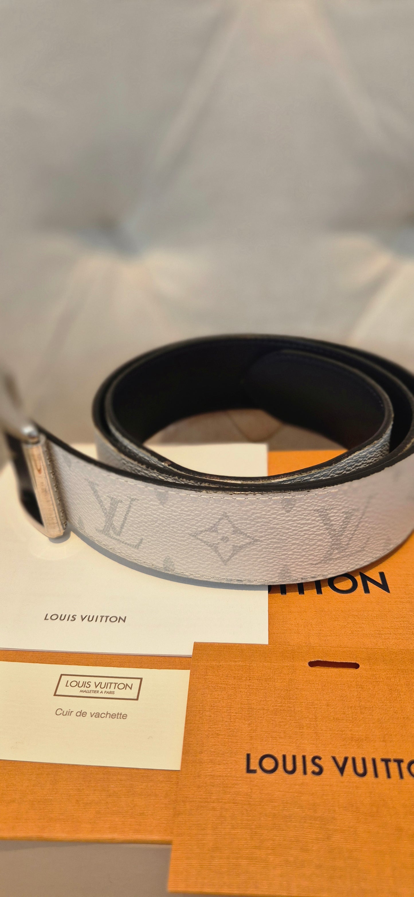 Louis Vuitton Monogram Santur Verso Belt White