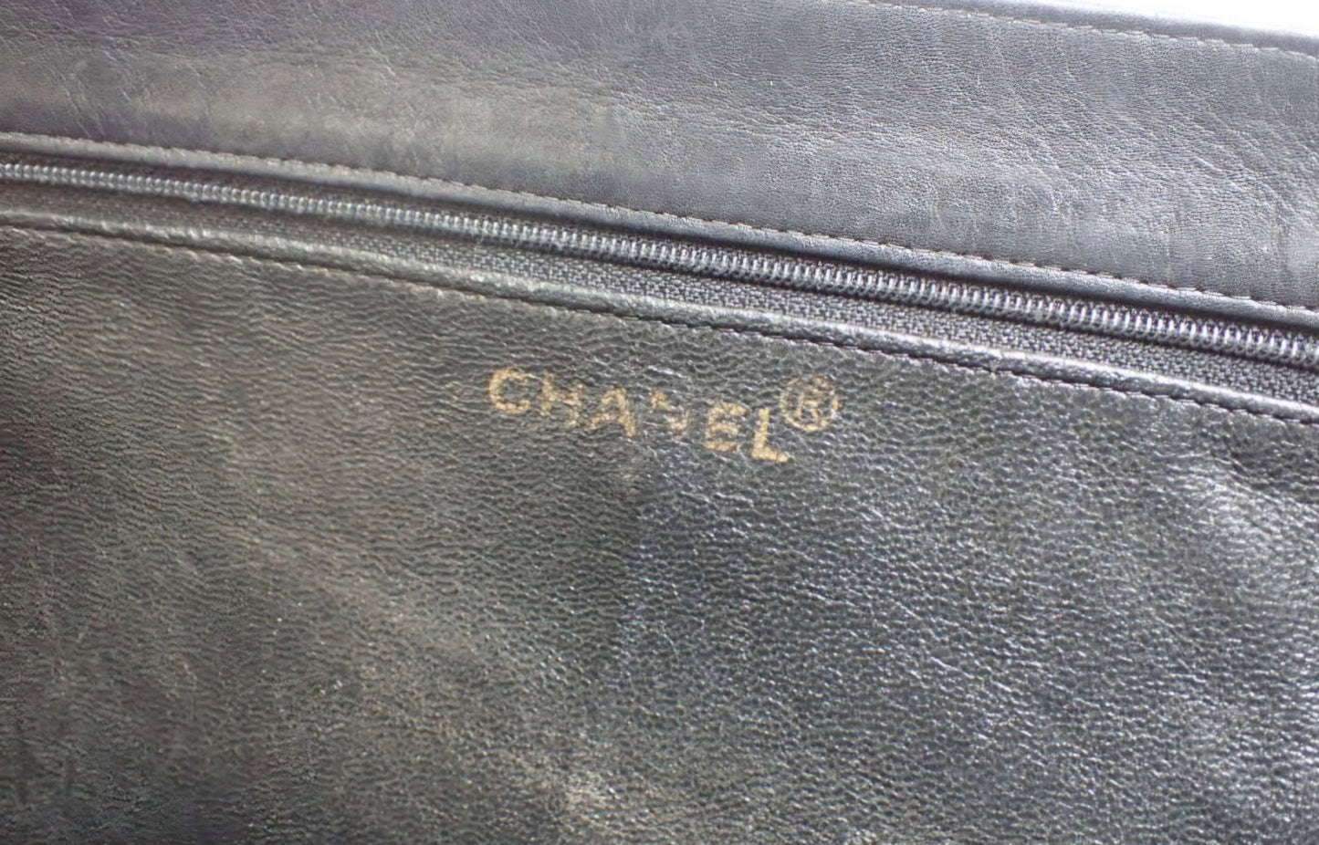 Chanel Large CC Logo Leather Shopping Tote Black Gold Chain Strap Vintage