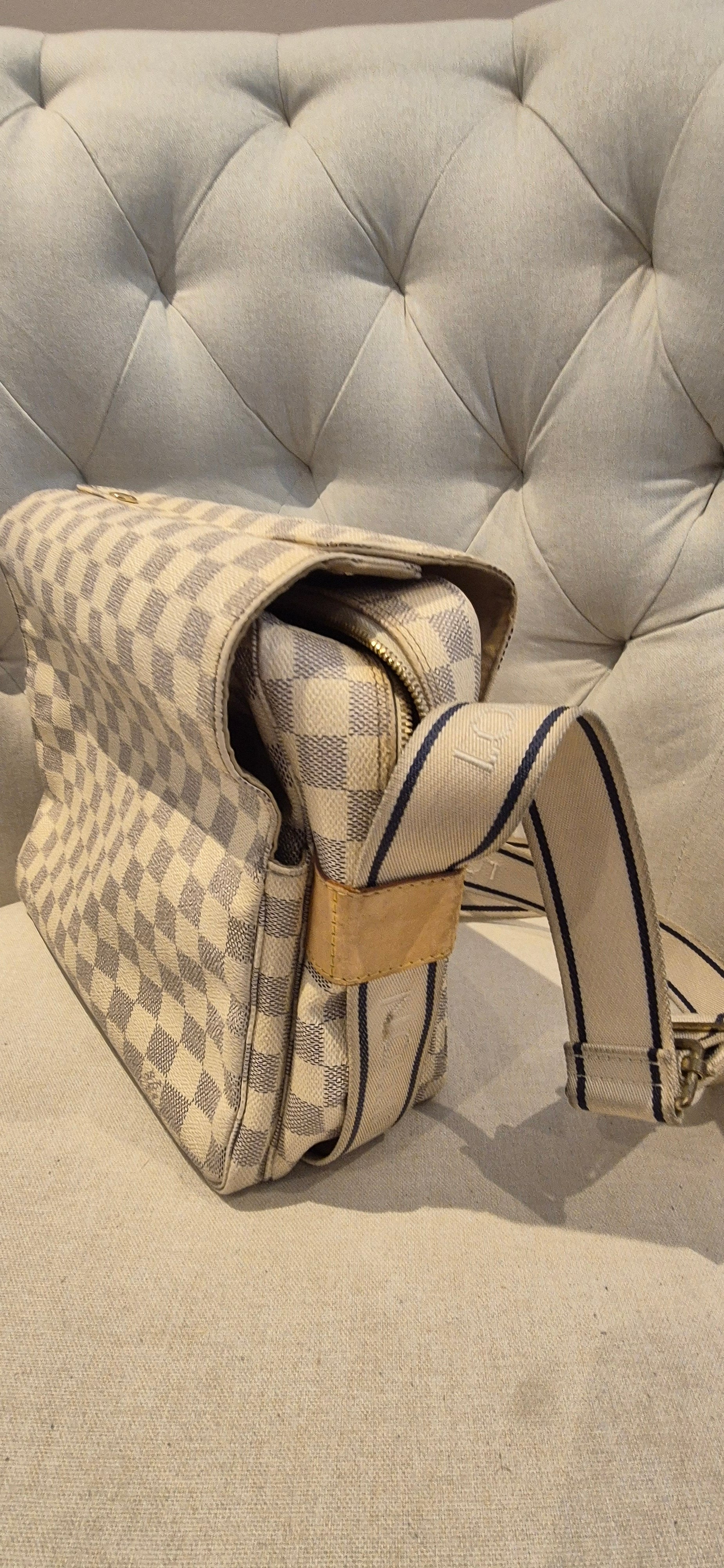 Louis Vuitton Naviglio Cross Body Shoulder Bag in Damier Azur