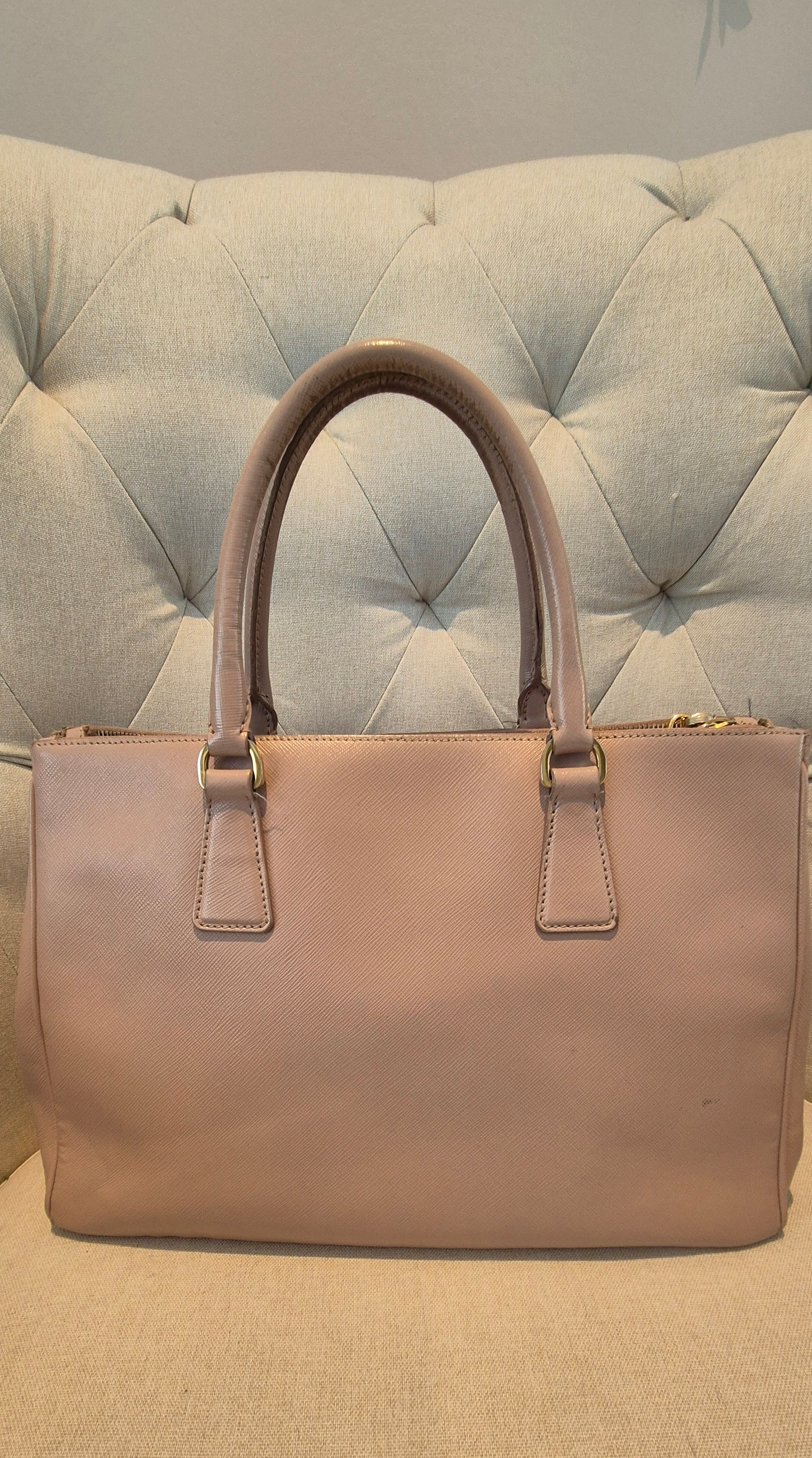 Prada Galleria Saffiano Top Handle Bag In Salmon Pink Saffiano Leather