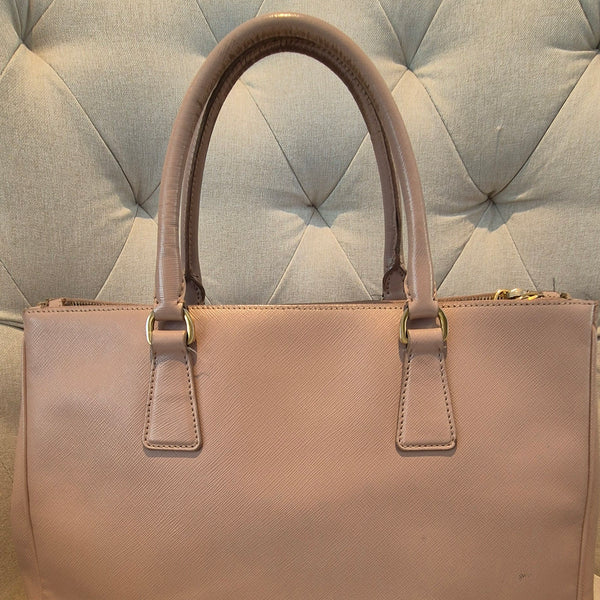 Prada Galleria Saffiano Top Handle Bag In Salmon Pink Saffiano Leather