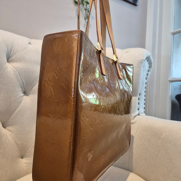 Louis Vuitton Monogram Vernis Columbus Copper Zip Tote Luxury Designer Zip Bag