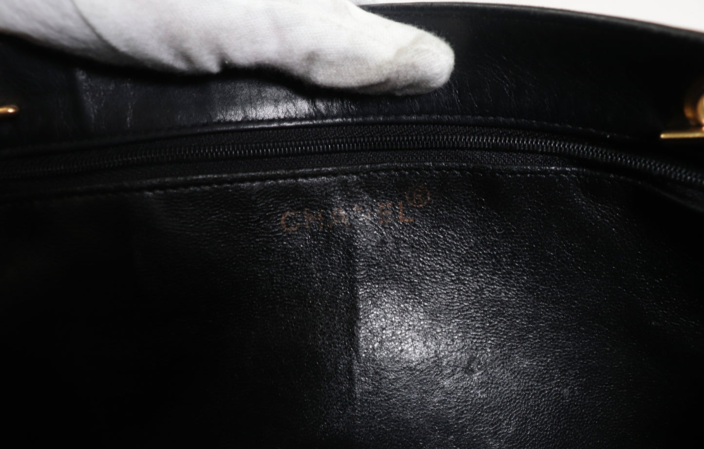 Chanel Large CC Logo Leather Shopping Tote Black Gold Chain Strap Vintage