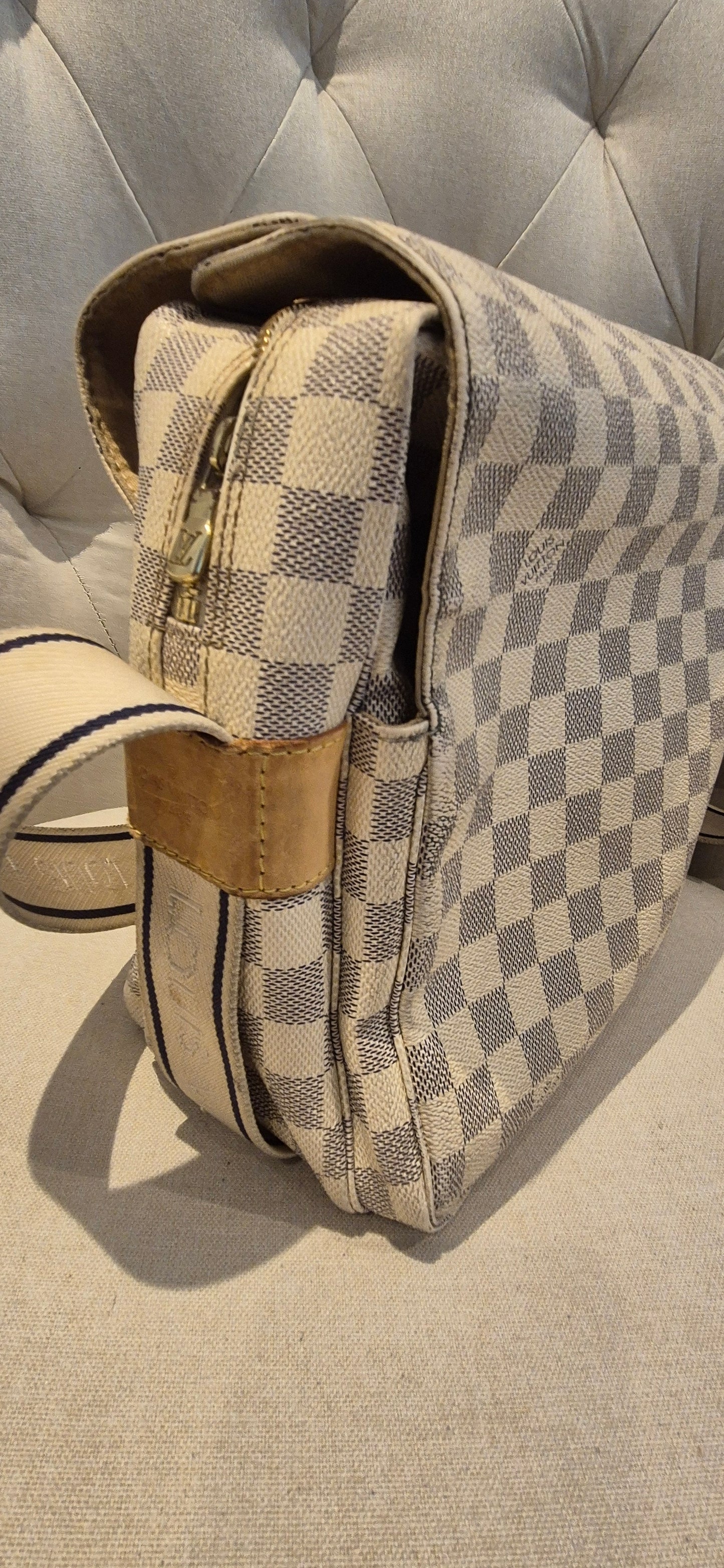 Louis Vuitton Naviglio Cross Body Shoulder Bag in Damier Azur