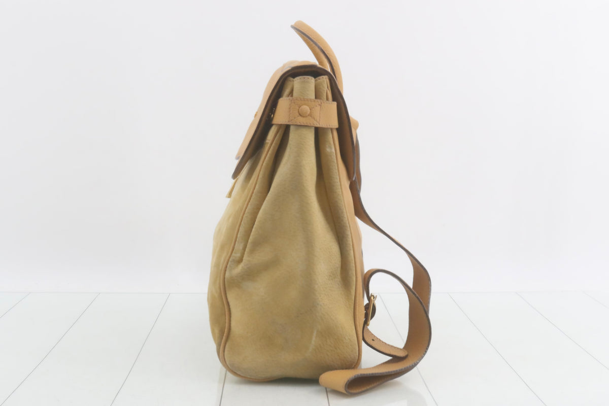 Vintage Gucci Suede Saddle Flap Backpack Rare Tom Ford-era Pre-owned