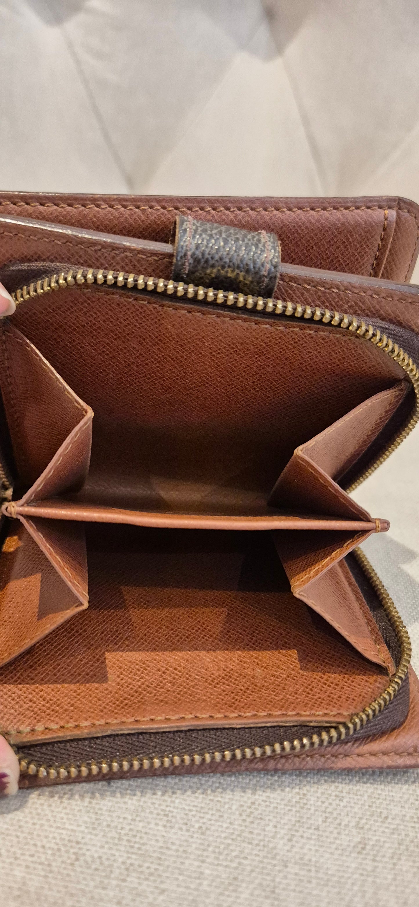 Louis Vuitton Compact Bi-fold Snap Button Monogram Wallet Brown