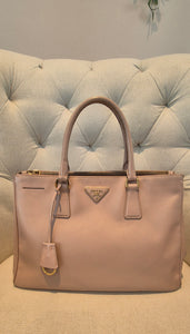 Prada Galleria Saffiano Top Handle Bag In Salmon Pink Saffiano Leather