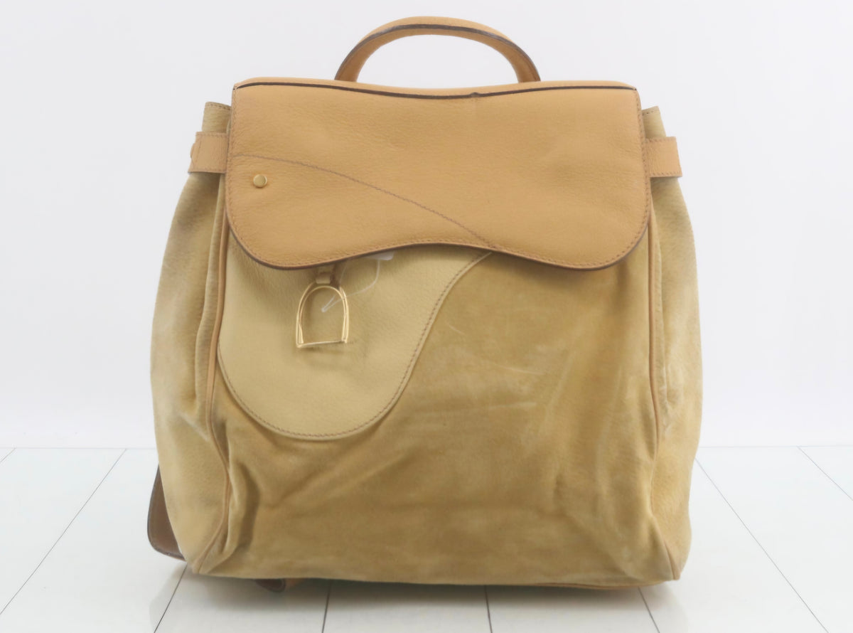 Vintage Gucci Suede Saddle Flap Backpack Rare Tom Ford-era Pre-owned