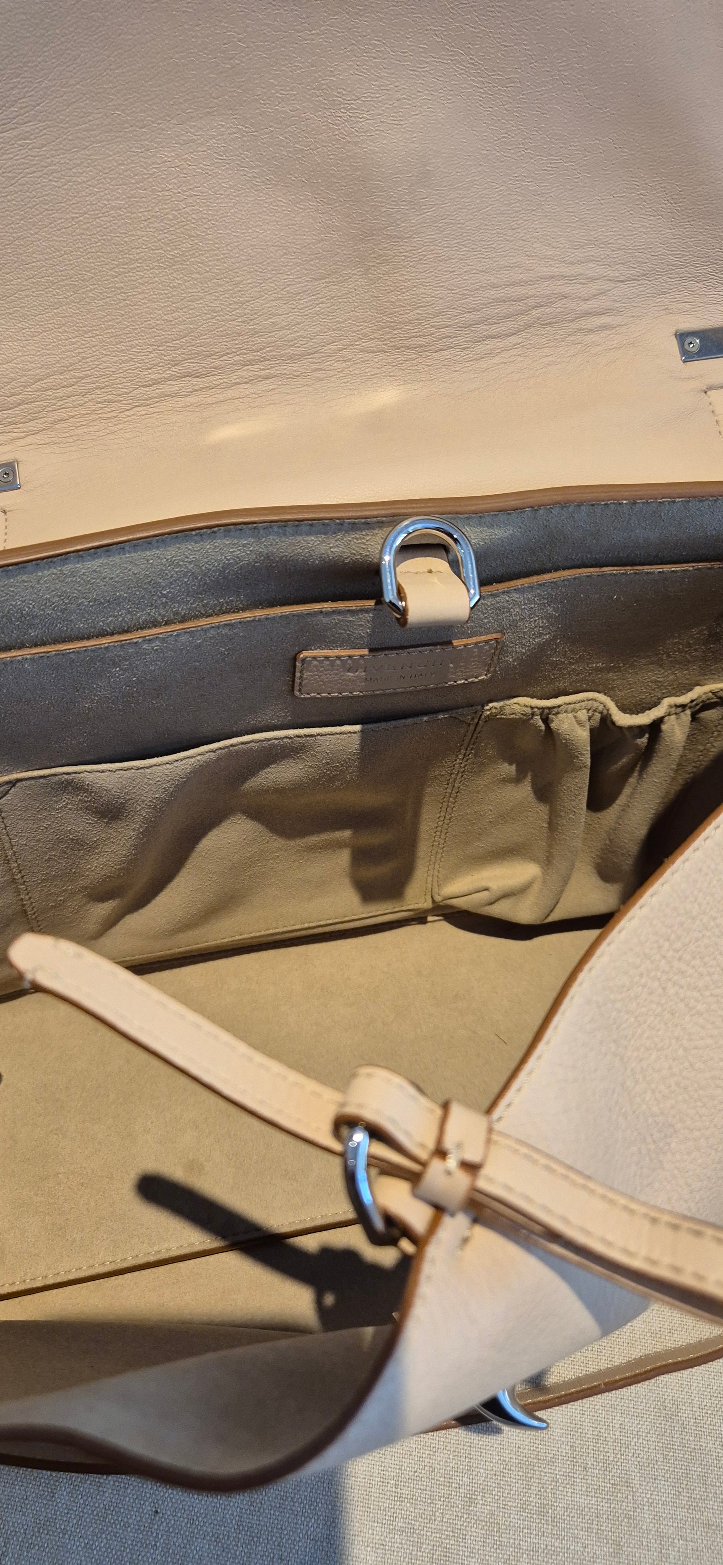 Givenchy Shark Top Handle/Satchel Medium Beige Pebbled Leather Women's Handbag