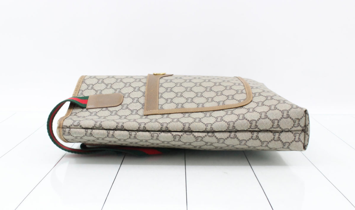 Gucci Plus Vintage GG Monogram Front Pocket Web Strap Shopper Tote Bag Pre-owned
